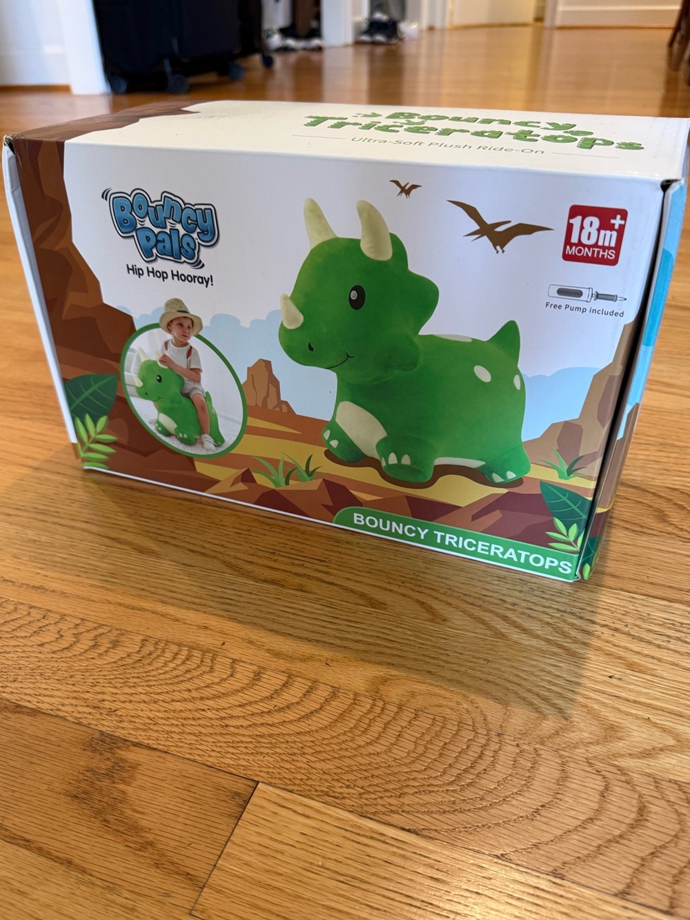 Green Triceratops Bouncy Ride-on animal